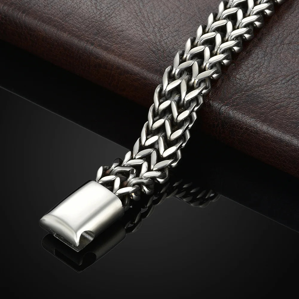 Stainless Steel Braided Magnetic Bracelet | Double Row Fish Scale Keel Chain – Durable Unisex Fashion Jewellery