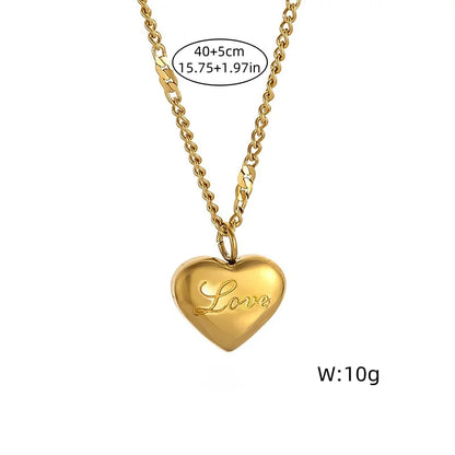 Titanium Steel Gold Love Pendant Necklace Women Trendy Fashion Holiday Party Jewelry Christmas Day Gift