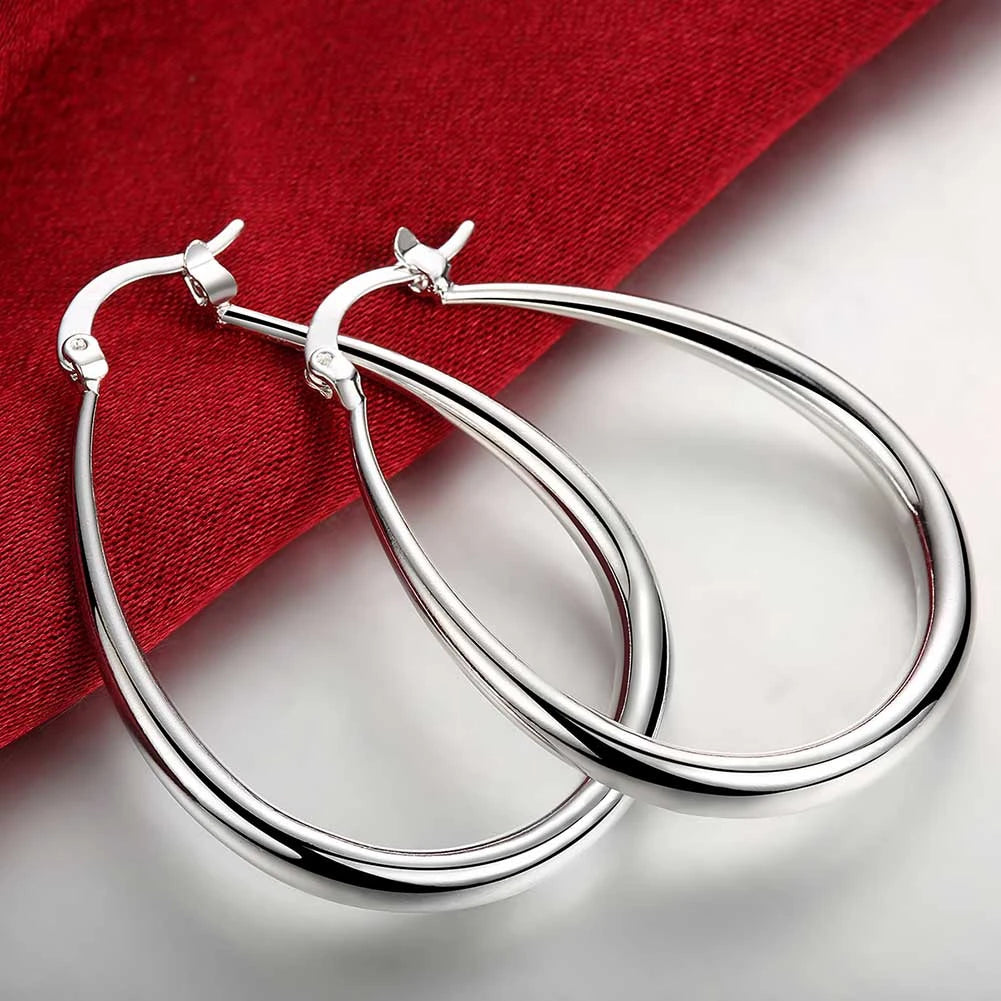 925 Sterling Silver Large Hoop Earrings | 41mm Smooth Polished Hoops for Women – Everyday & Occasion Jewellery UK