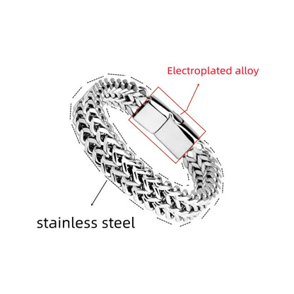 Stainless Steel Braided Magnetic Bracelet | Double Row Fish Scale Keel Chain – Durable Unisex Fashion Jewellery