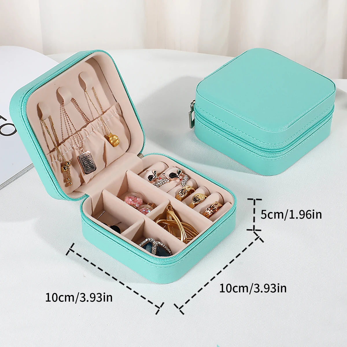 A portable organizer for travel jewelry boxes, storage bags, rings, earrings, necklaces, and bracelets - the perfect gift for women