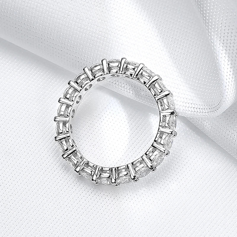 Pandora-Style 925 Sterling Silver Moissanite Eternity Ring | Round Cut 2mm–5mm GRA Certified Wedding Band