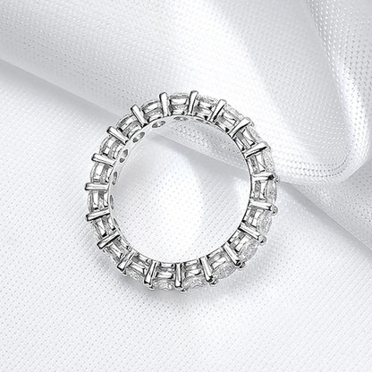 Pandora-Style 925 Sterling Silver Moissanite Eternity Ring | Round Cut 2mm–5mm GRA Certified Wedding Band