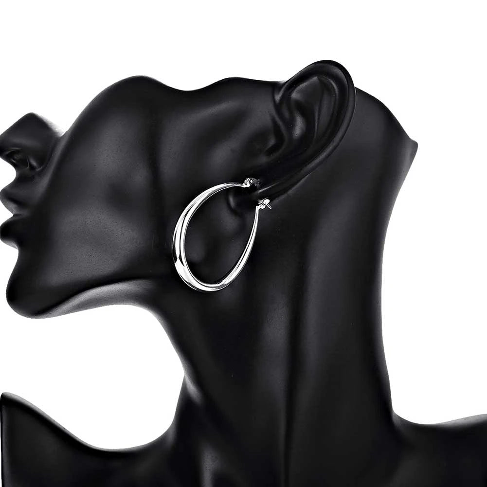 925 Sterling Silver Large Hoop Earrings | 41mm Smooth Polished Hoops for Women – Everyday & Occasion Jewellery UK
