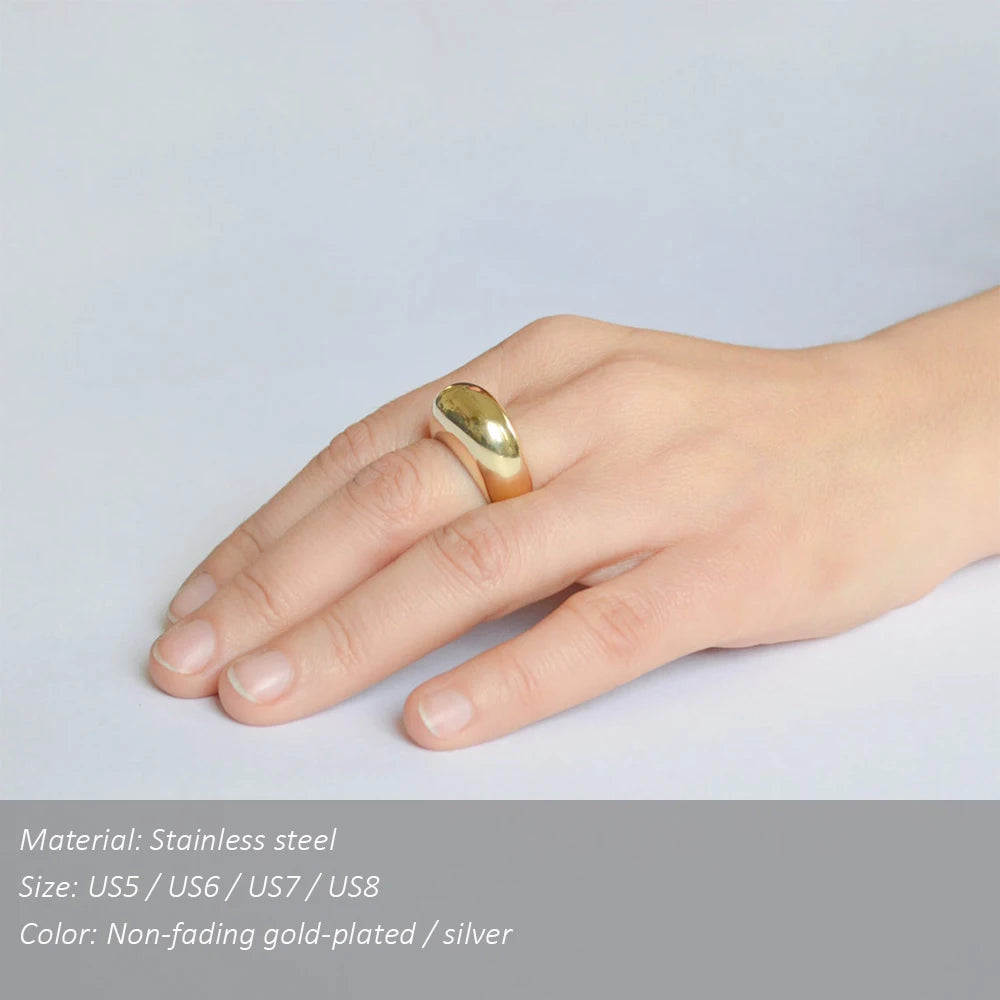 Simple Stainless Steel Arc Ring for Women | Minimalist Geometric Band in Silver or Gold | Couples Anniversary & Everyday Jewellery UK